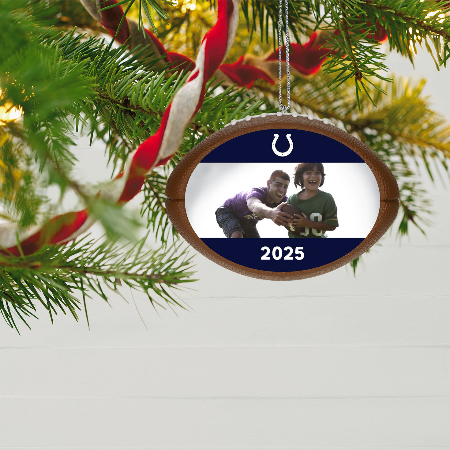 NFL Football Indianapolis Colts Text and Photo Personalized Ornament  image number 2