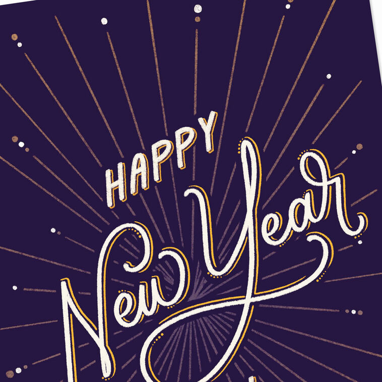 Starburst on Navy New Year Cards Pack Card Front Detail image number 3