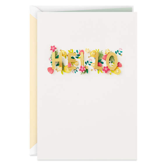 Floral Hello Blank Card, , large image number 1