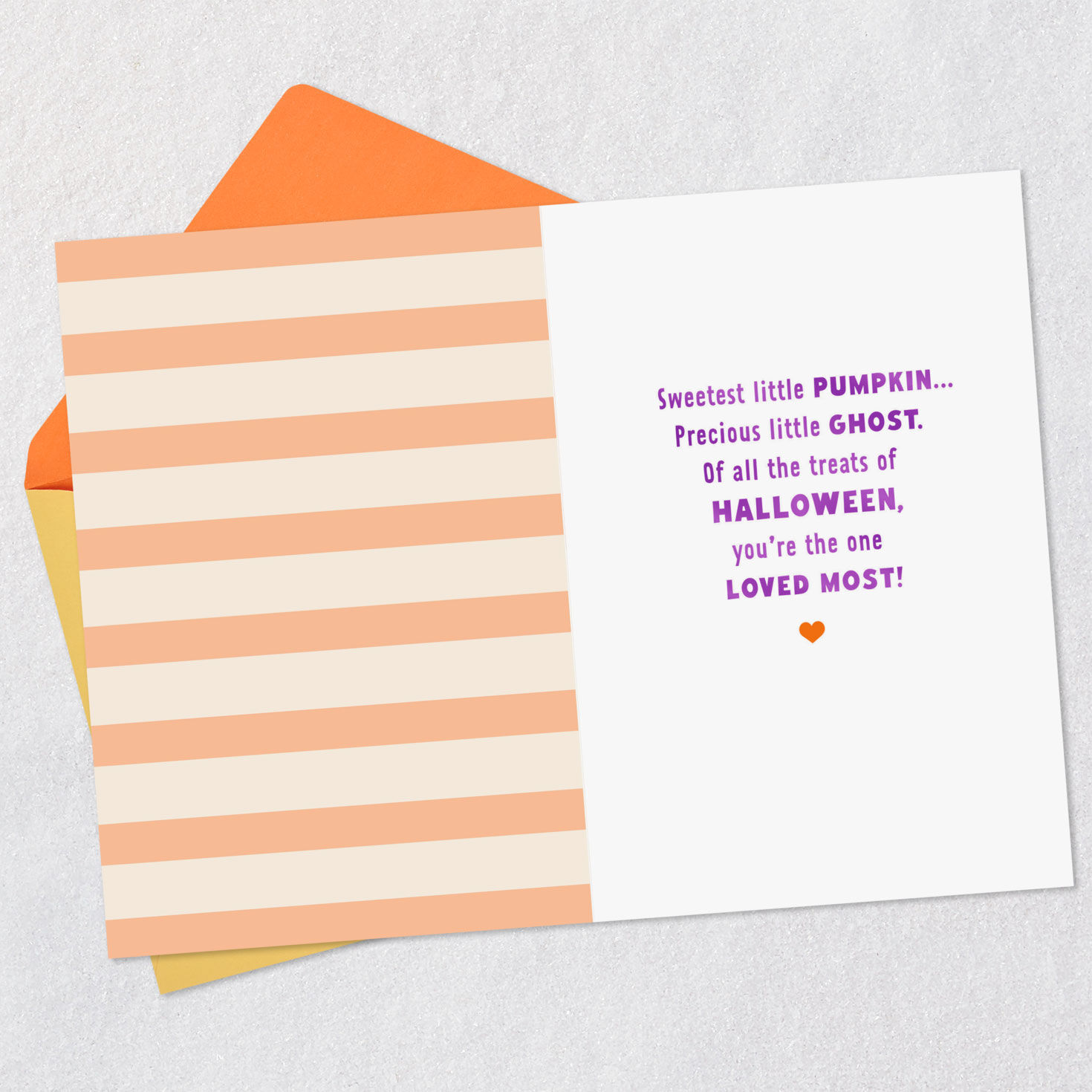 Pumpkin Orange Stripes Grandson's 1st Halloween Card Open card with envelope image number 3