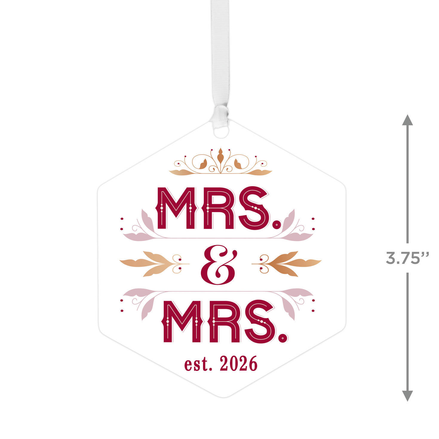 Mrs. & Mrs. Personalized Christmas Ornament measurement image number 3
