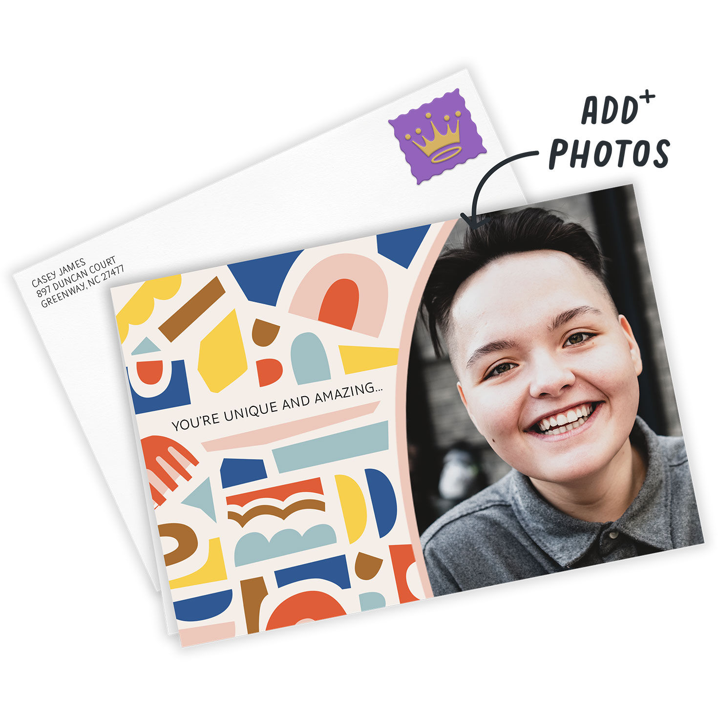 Personalized Colorful Shapes Photo Card  image number 2