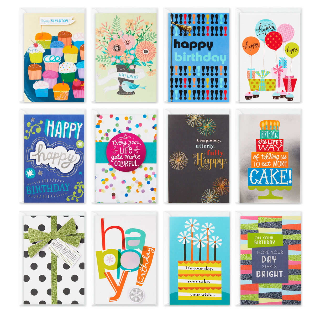 Premium Assorted Birthday Cards, Box of 12 Boxed Cards Hallmark