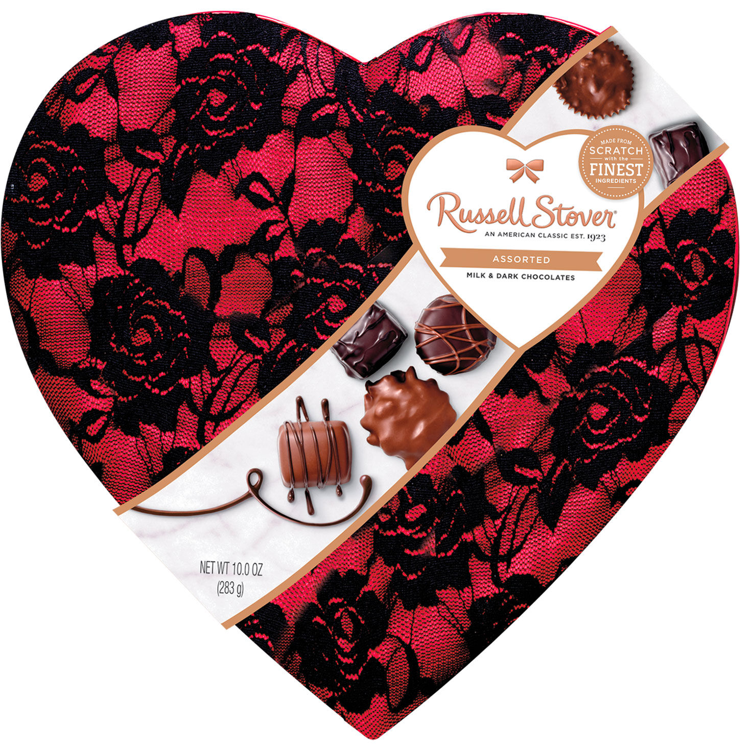 Russell Stover Assorted Chocolates Secret Lace Heart Gift Box, 10 oz.