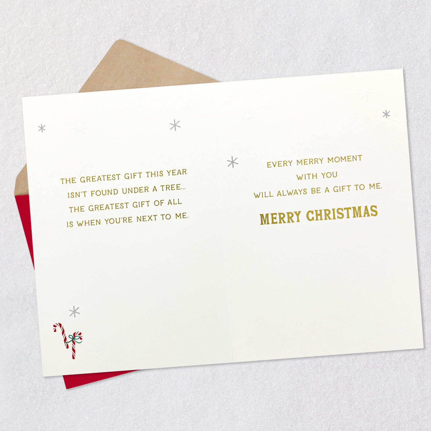 Vintage Kissing Santa and Mrs. Claus Christmas Card Open card with envelope image number 4