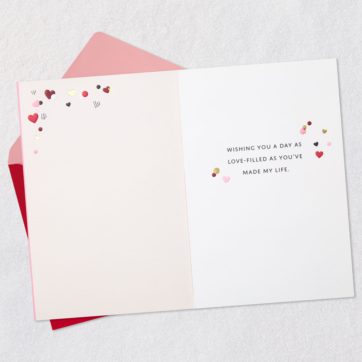 Heart Confetti Envelope Valentine's Day Card Open card with envelope image number 3