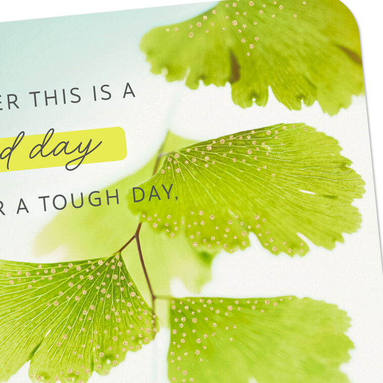 Green Ginko Leaves Encouragement Card Card Front Detail image number 4