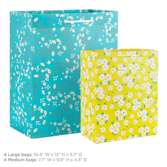 Assorted Floral and Solid 8-Pack Medium and Large Gift Bags, , large image number 3