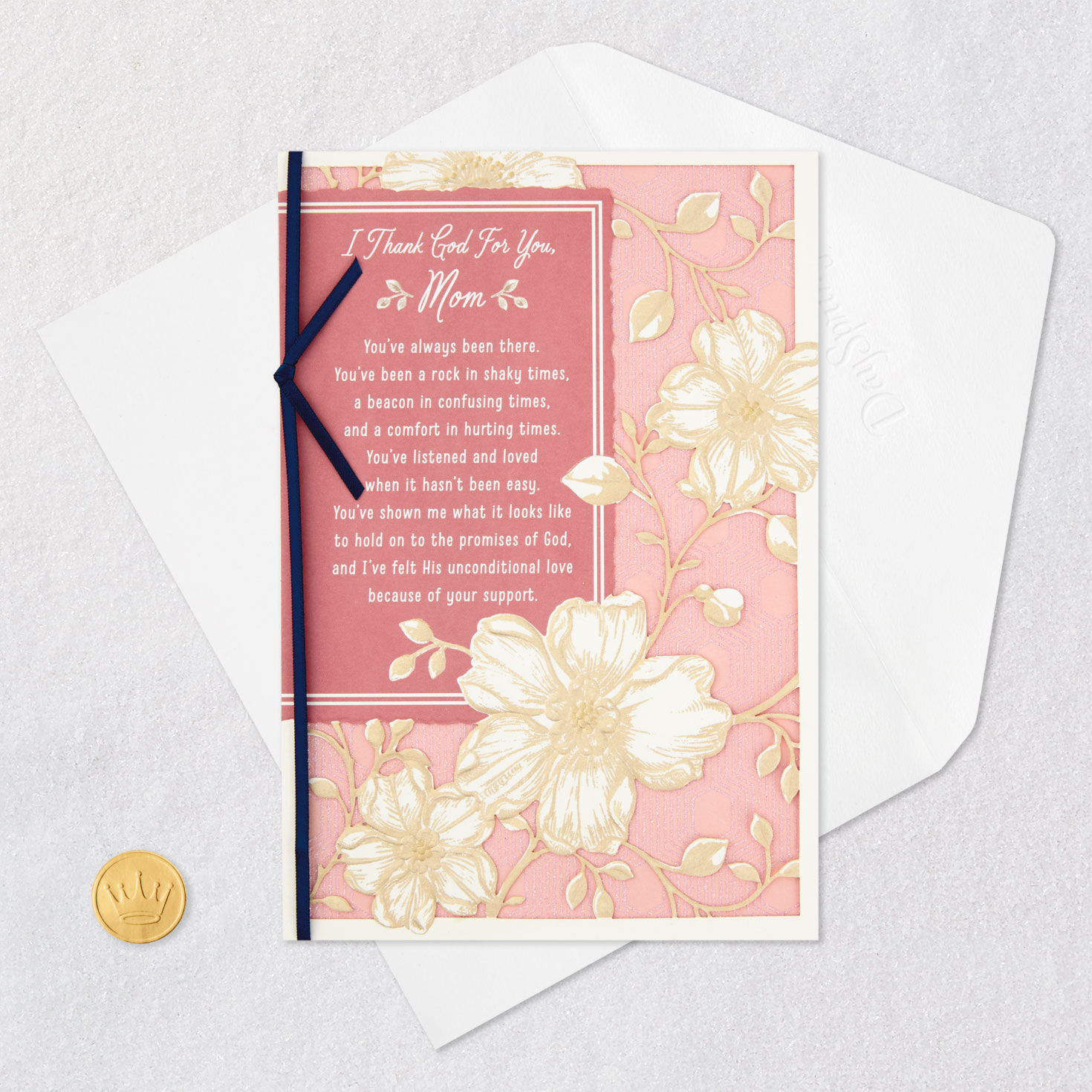 Flowers Religious Mother's Day Card for Mom Card Front with Envelope and Gold Seal image number 6