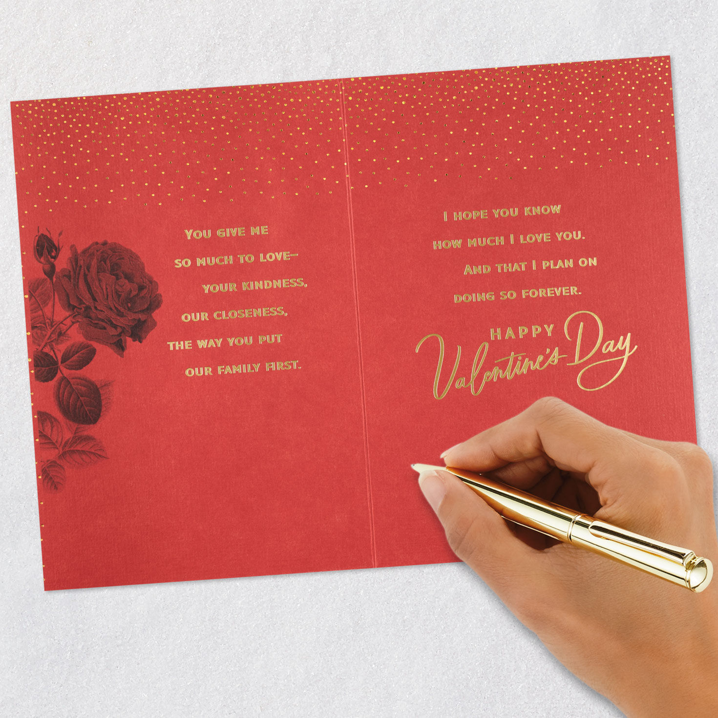 Roses and Gold Lettering Wife Valentine's Day Card Signing card image number 7