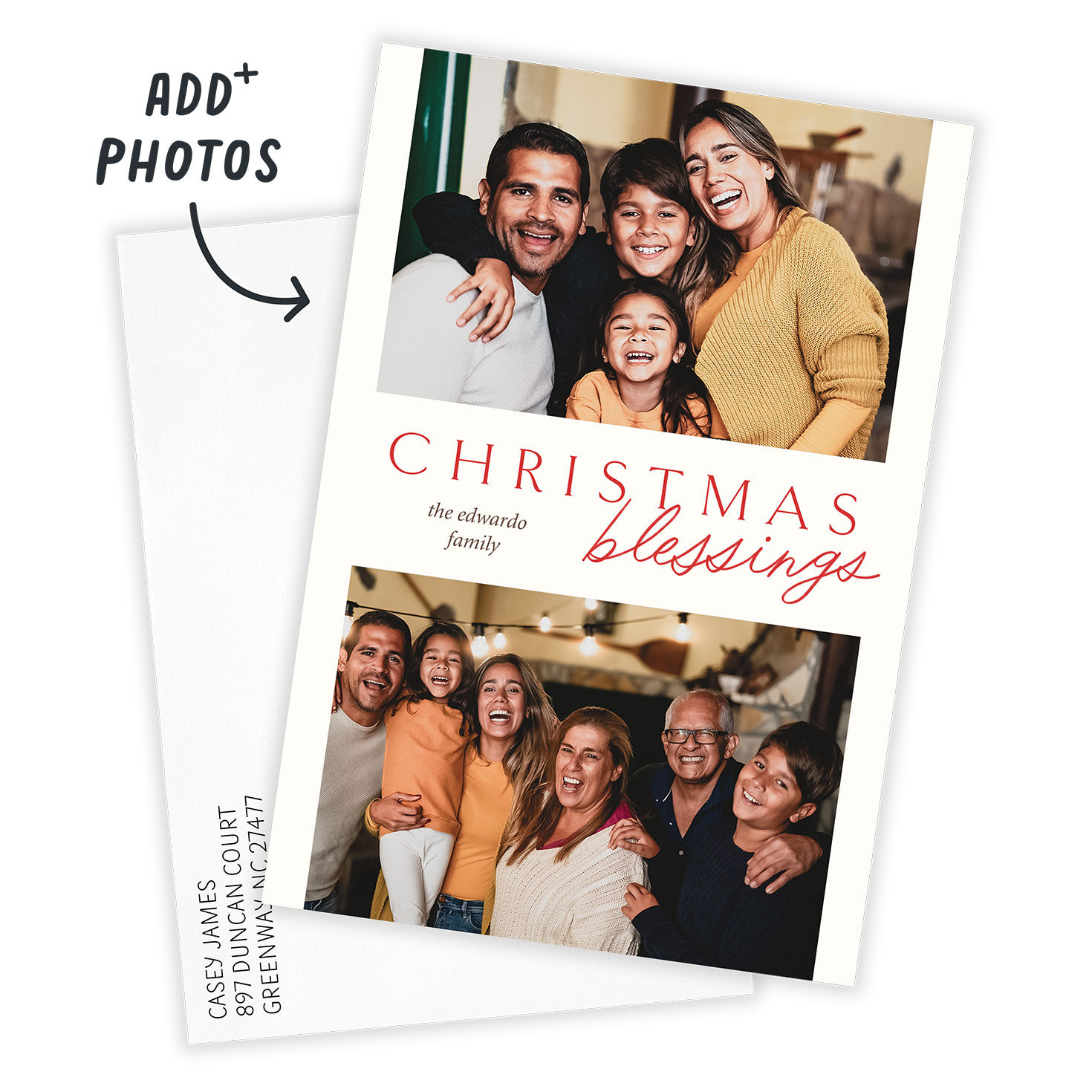 Christmas Blessings Personalized Photo Card Card with Envelope indicating personalization image number 2