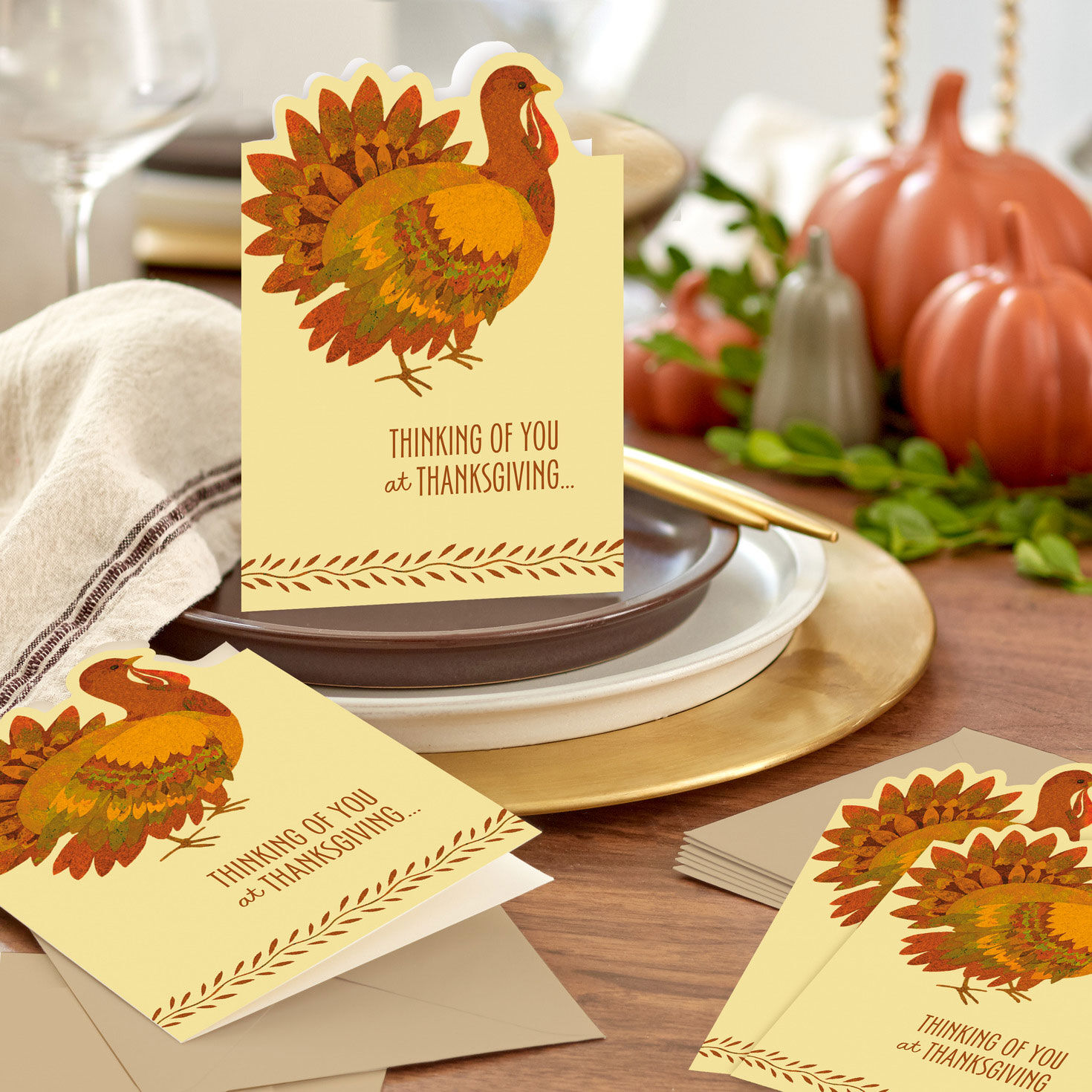 Rustic Turkey Autumn Hues Thanksgiving Card Pack in use image number 6