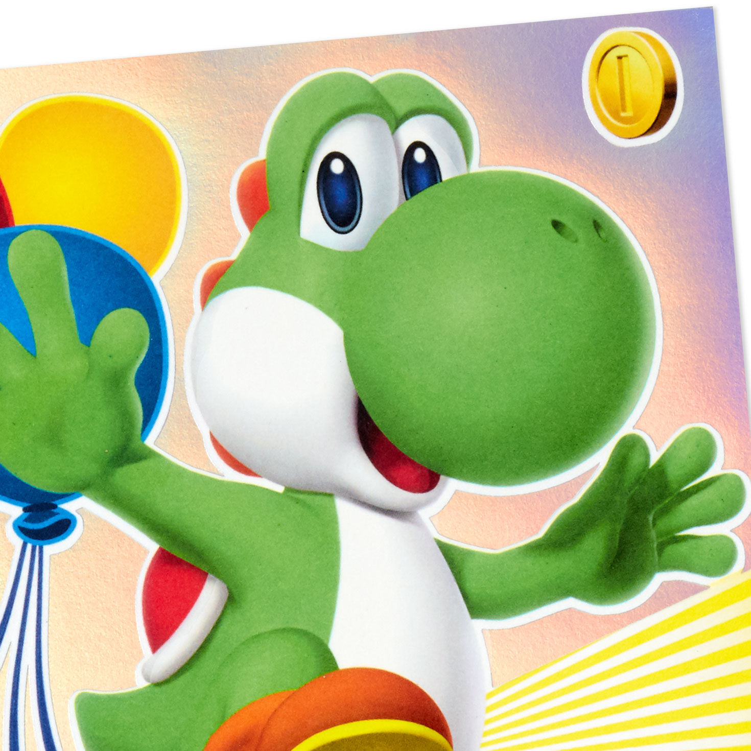 Nintendo Yoshi Yellow and Green Birthday Card Card Front Detail image number 4