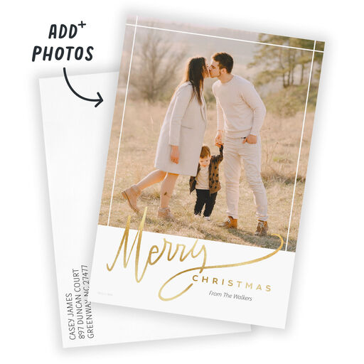 Elegant Merry Flat Christmas Photo Card, 