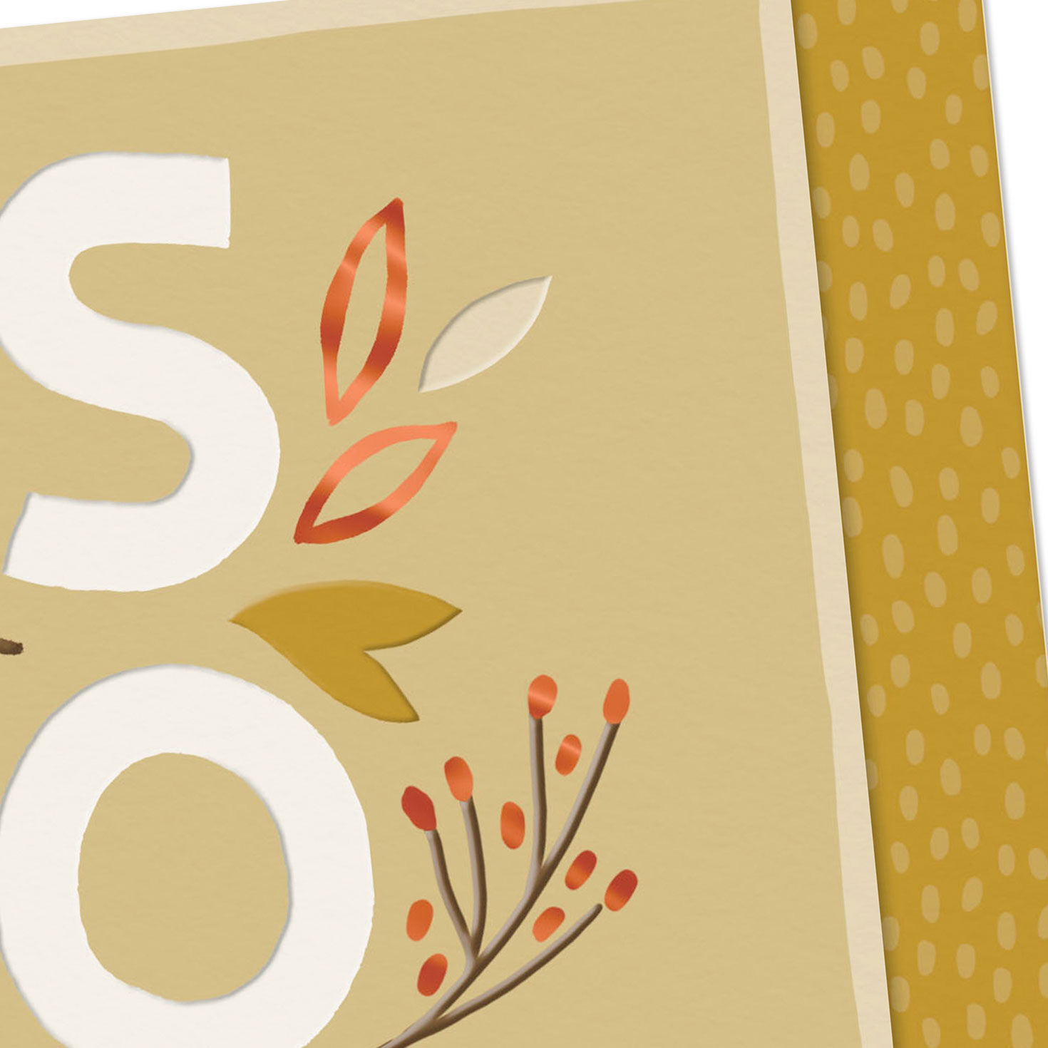 Tan Leaves and Acorns Thanksgiving Card for Son Card Front Detail image number 5