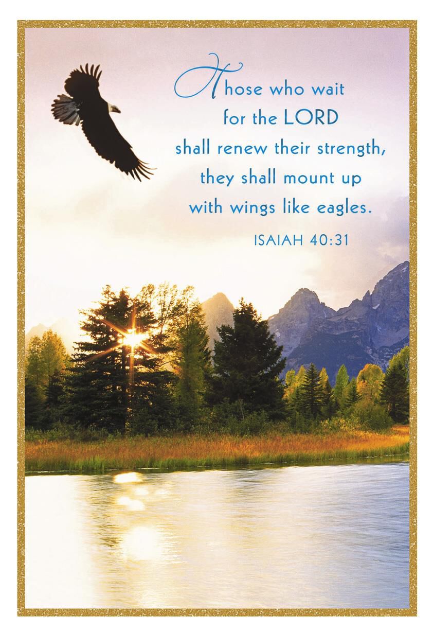 God Lifts You Up Eagle in Flight Religious Encouragement Card