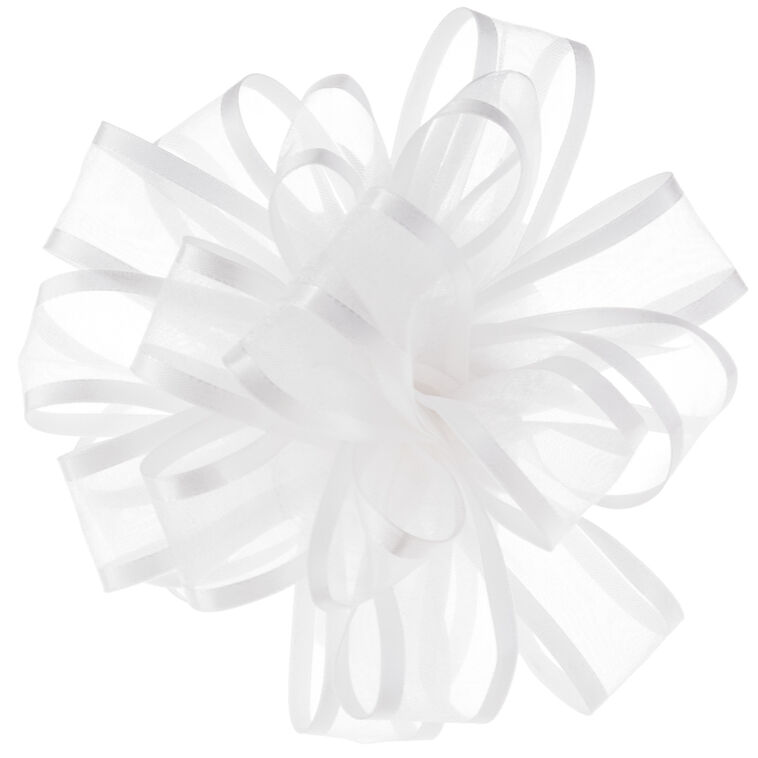 White Sheer Ribbon Gift Bow, 4.6"