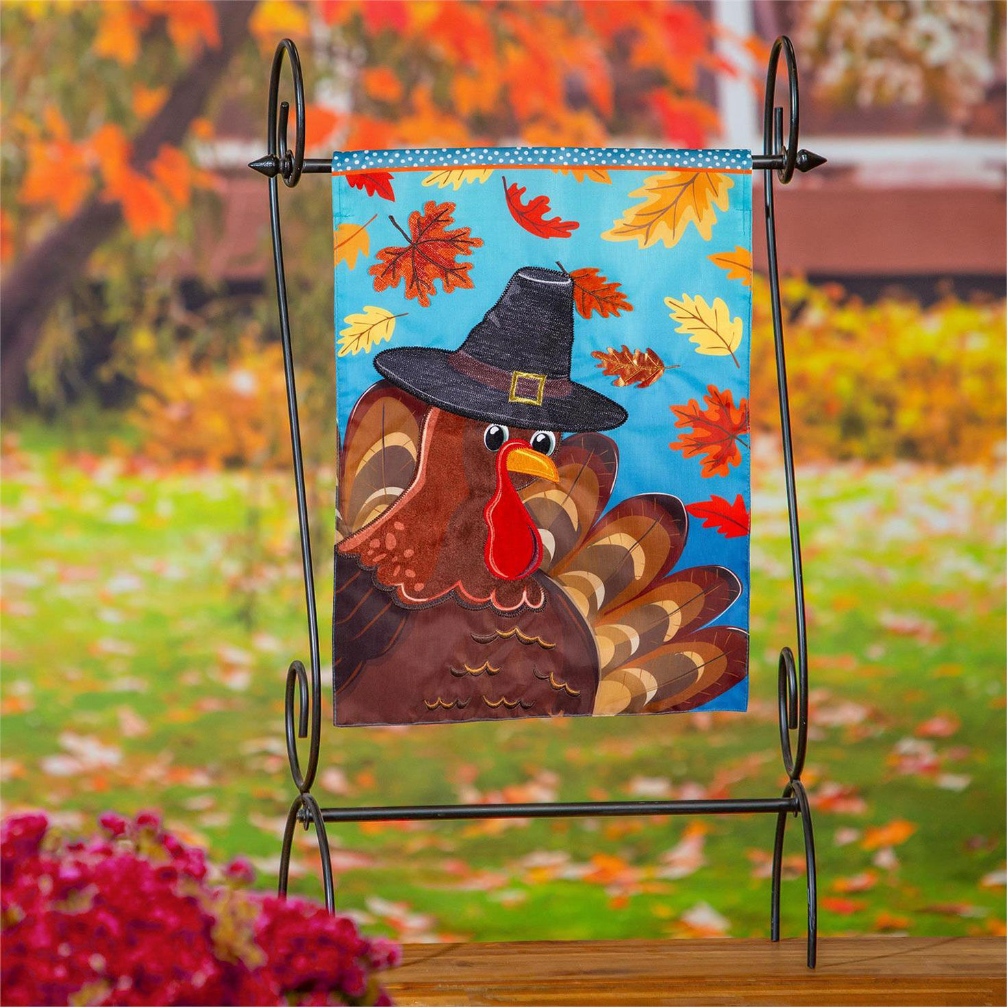 Evergreen Turkey Time Garden Flag