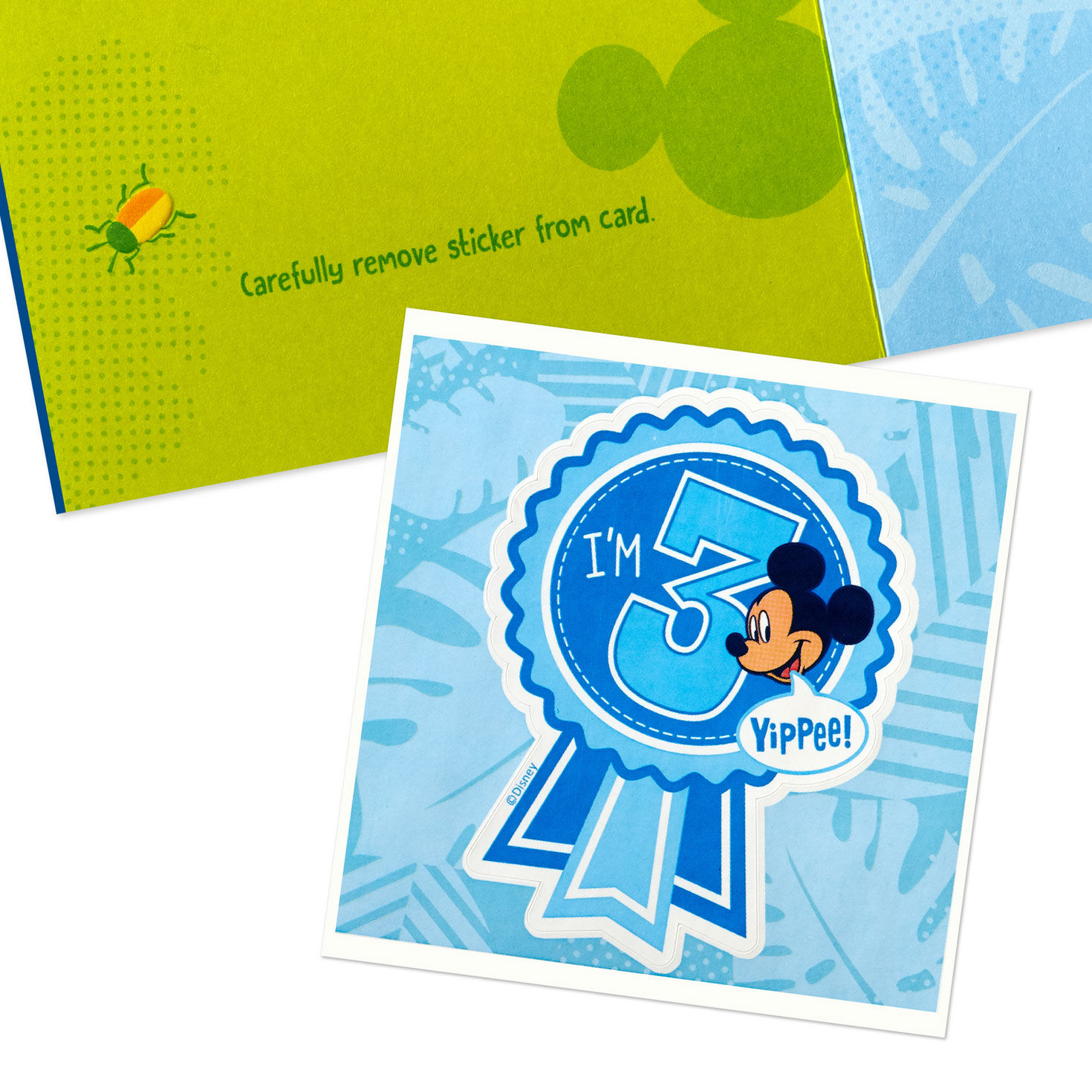Disney Mickey Mouse and Pluto Third Birthday Card for Kid With Sticker, , large image number 5