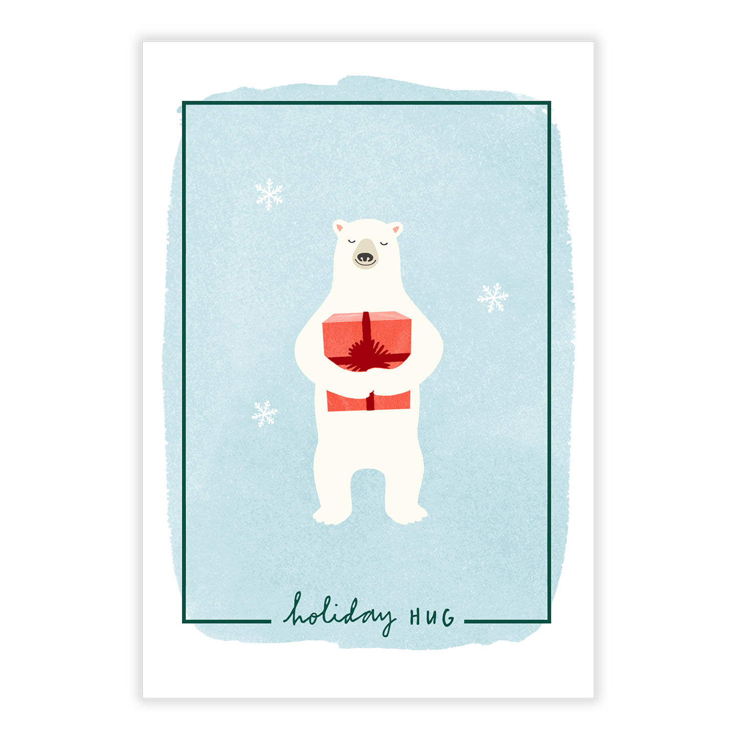 Polar Bear With Present Holiday eCard, , large image number 2