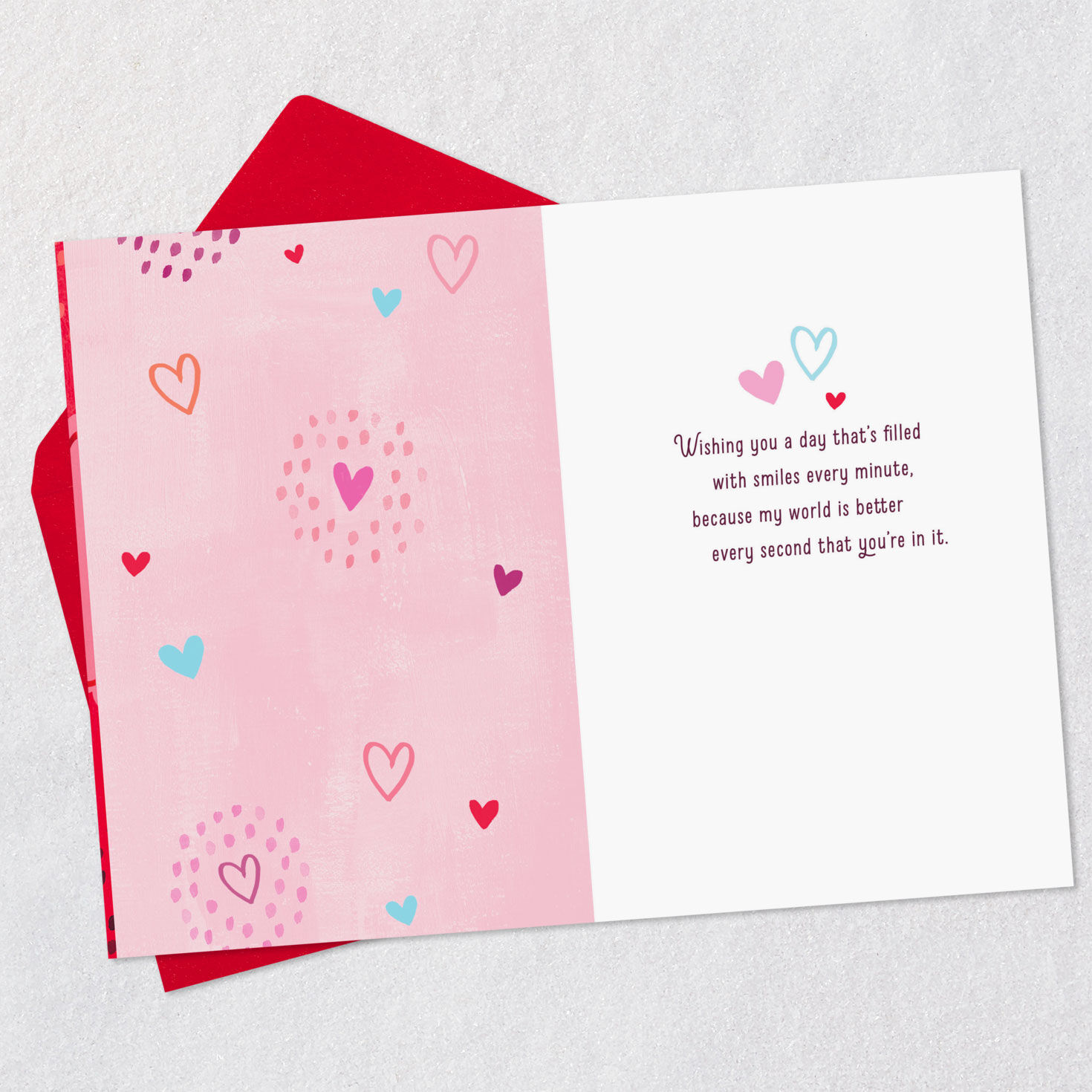 Red Valentine's Day Card with Silver Glitter Letters Open Card with Envelope image number 3