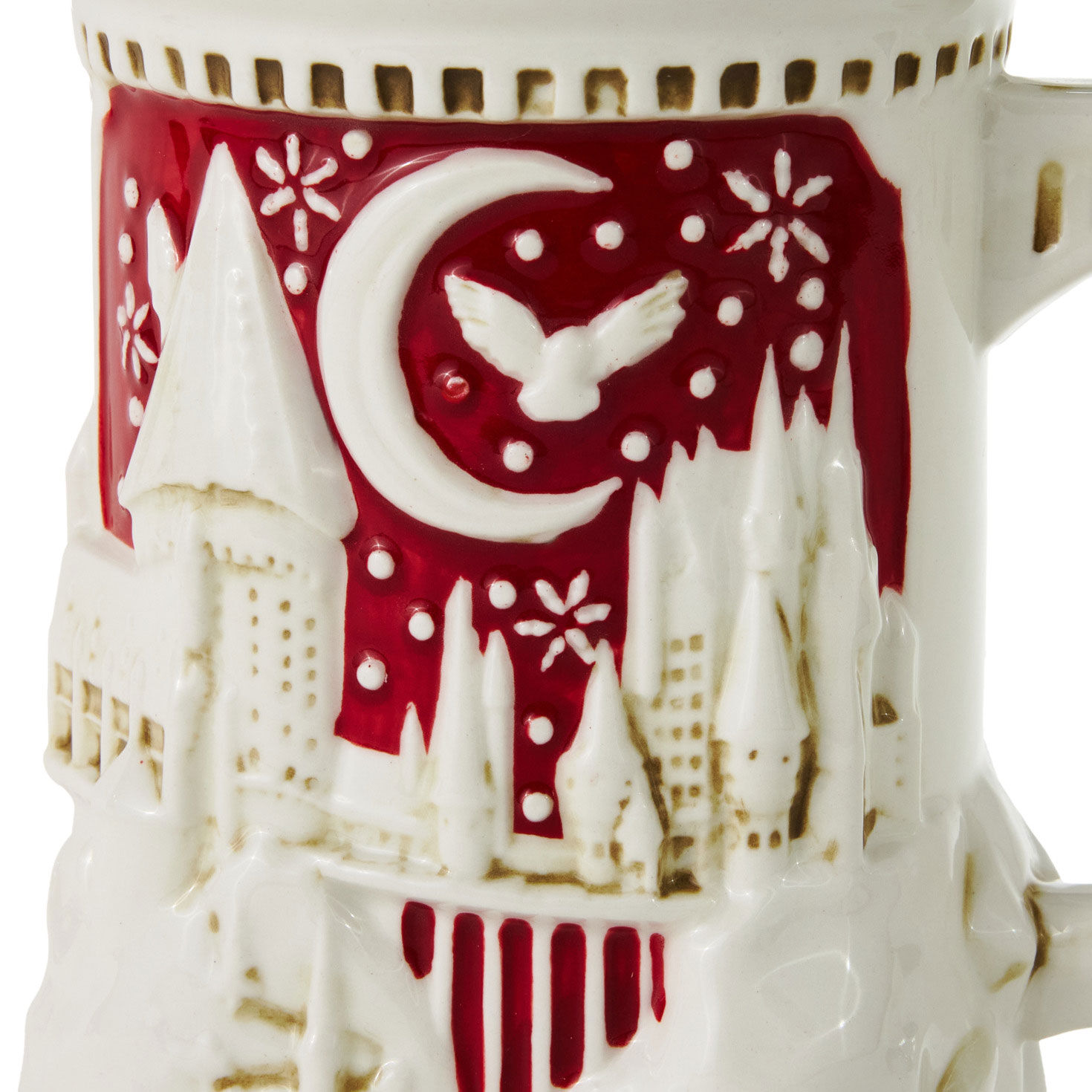 White and Red Harry Potter Hogwarts Sculpted Mug upclose view image number 3