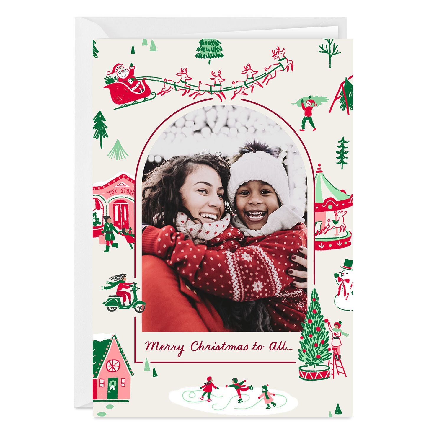 Vintage Holiday Scenes Custom Christmas Card