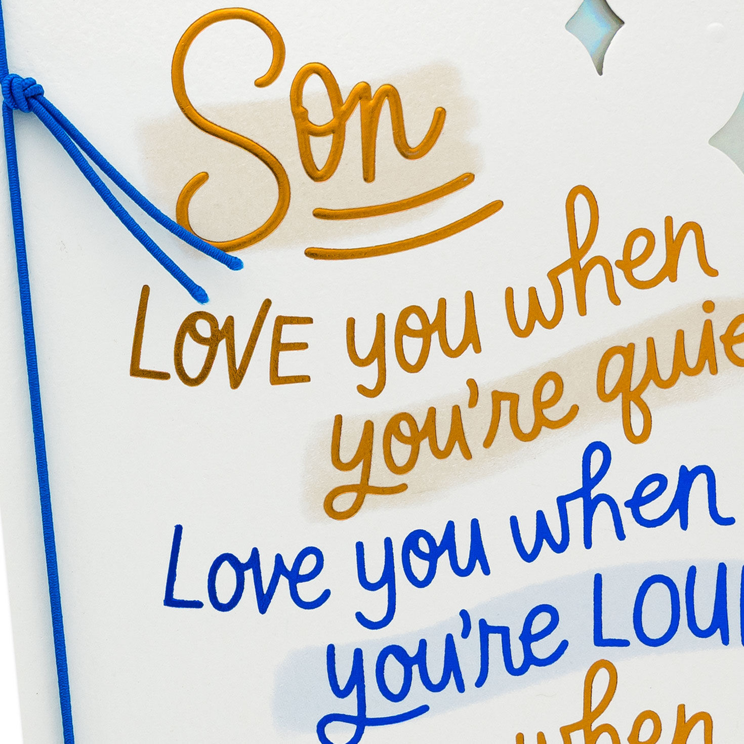 Blue and Copper Script Birthday Card for Son Card Front Detail image number 5