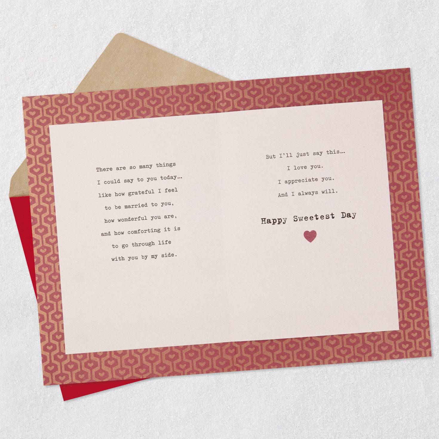 Red Banner Hearts Sweetest Day Card for Husband Open card with envelope image number 4