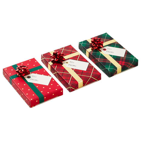 4" Traditional 3-Pack Christmas Gift Card Holder Mini Bags, , large