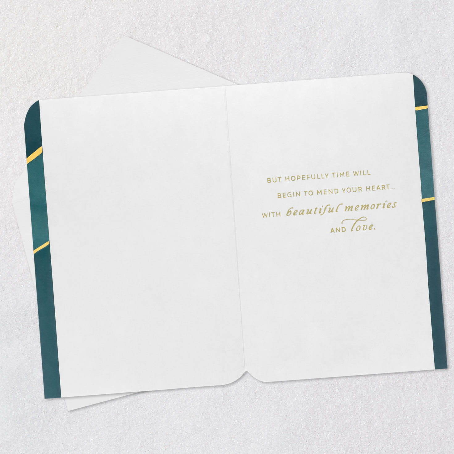 Teal and Gold Abstract Sympathy Card for Loss of Man Open card with envelope image number 3