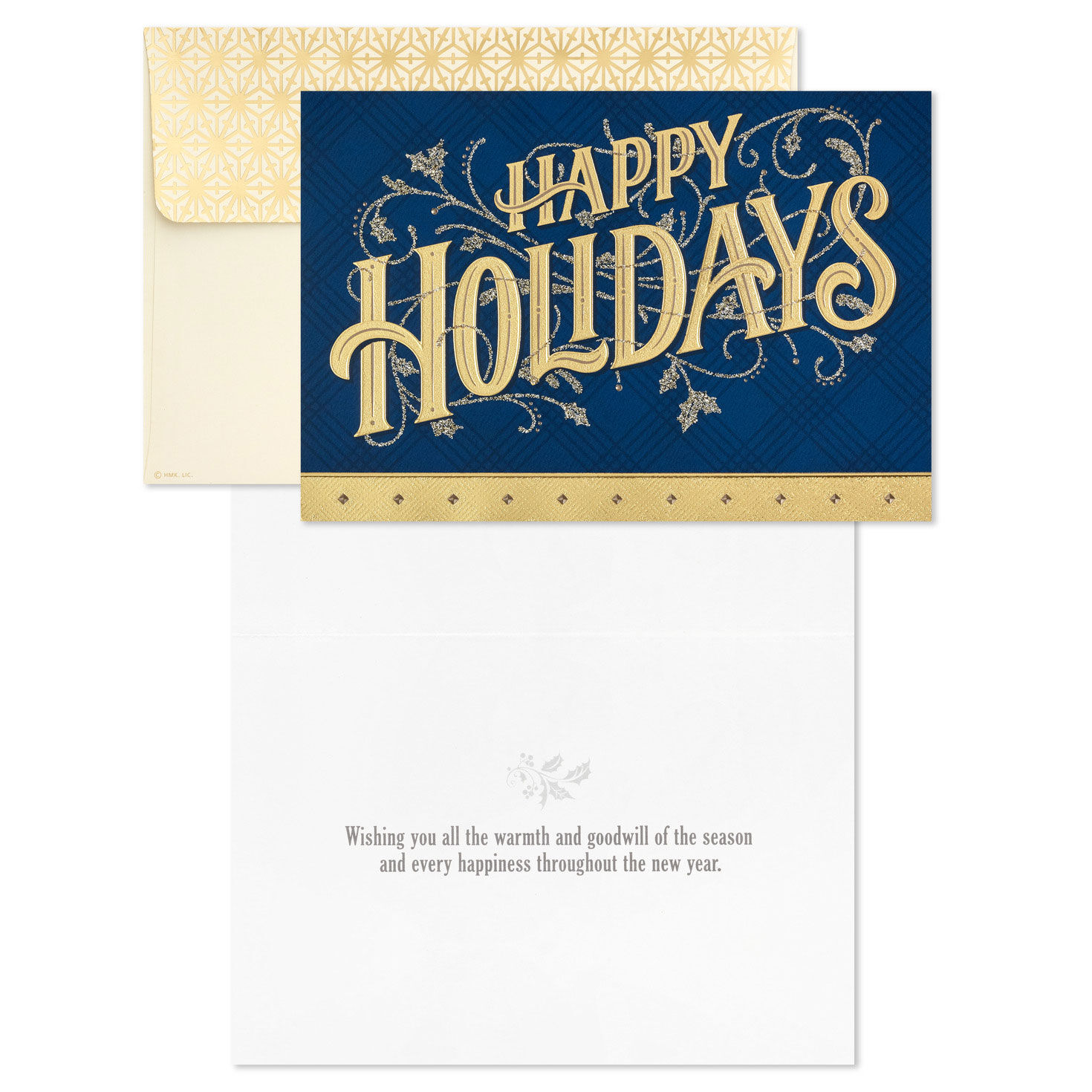 Sparkling Navy Boxed Christmas Card Pack Card Front with Sentiment image number 3