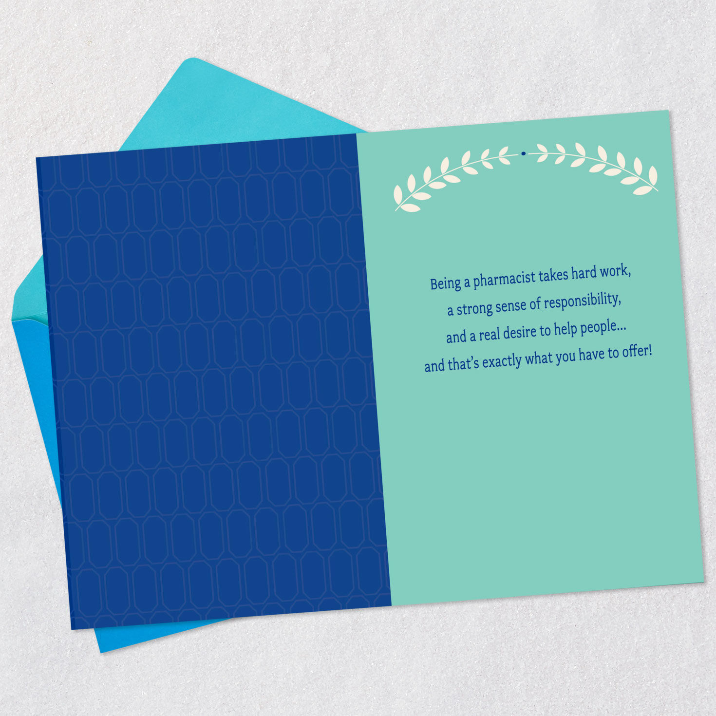 Gold Mortarboard on Blue Pharmacy Graduation Card  image number 3