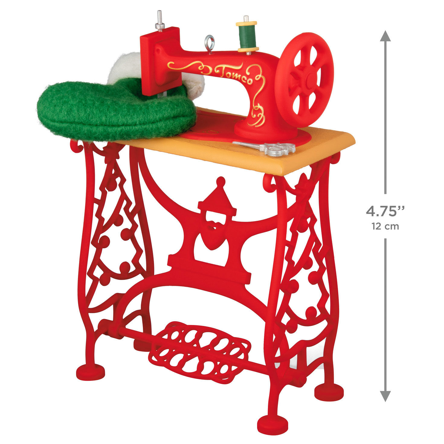 Red Vintage Sewing Machine Keepsake Ornament measurement image number 3