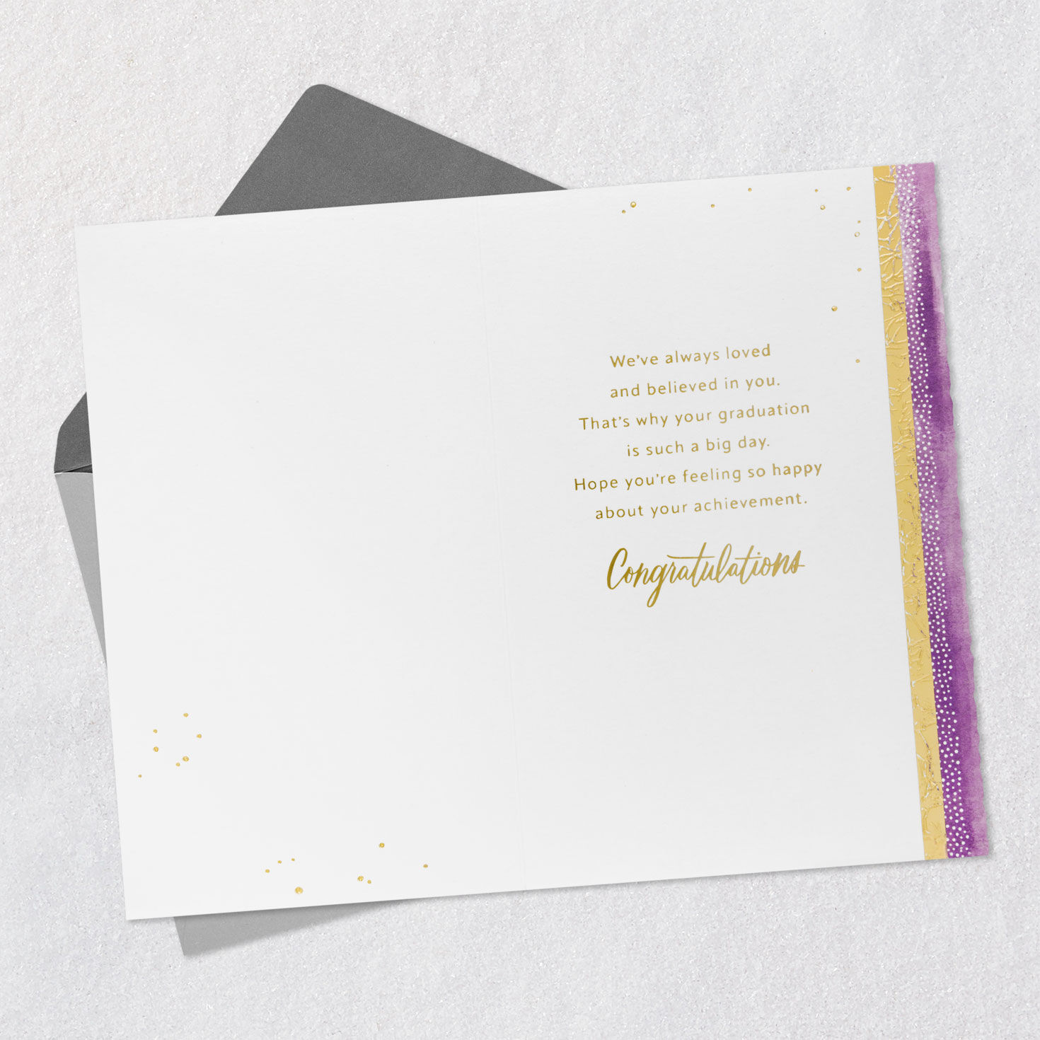 Purple Mortarboard Cap Granddaughter Graduation Card Open card with envelope image number 3