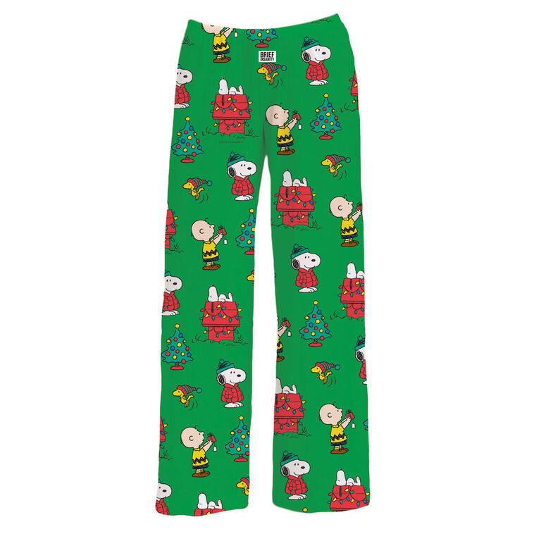 Brief Insanity Peanuts Christmas Scenes on Green Lounge Pants