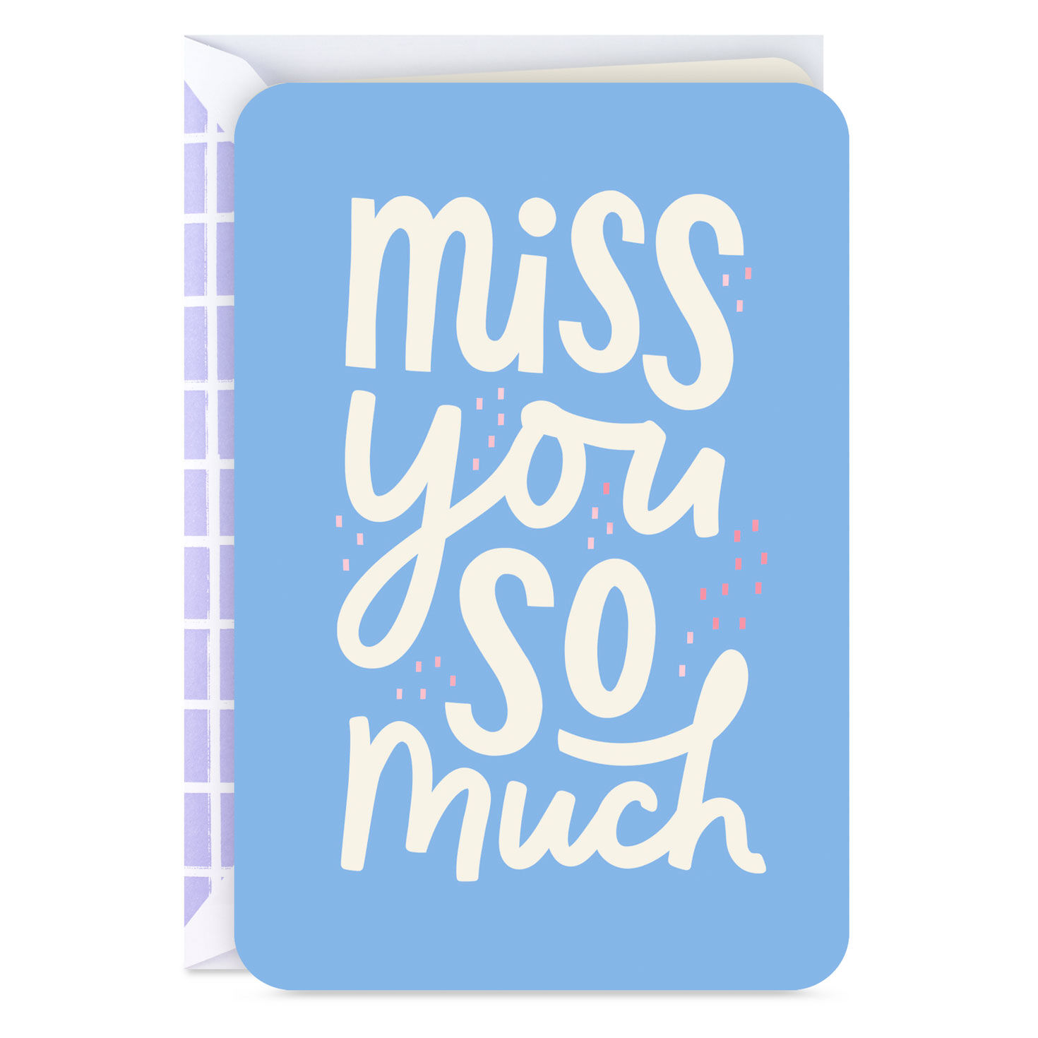 Blue Hand-Lettered Miss You Card