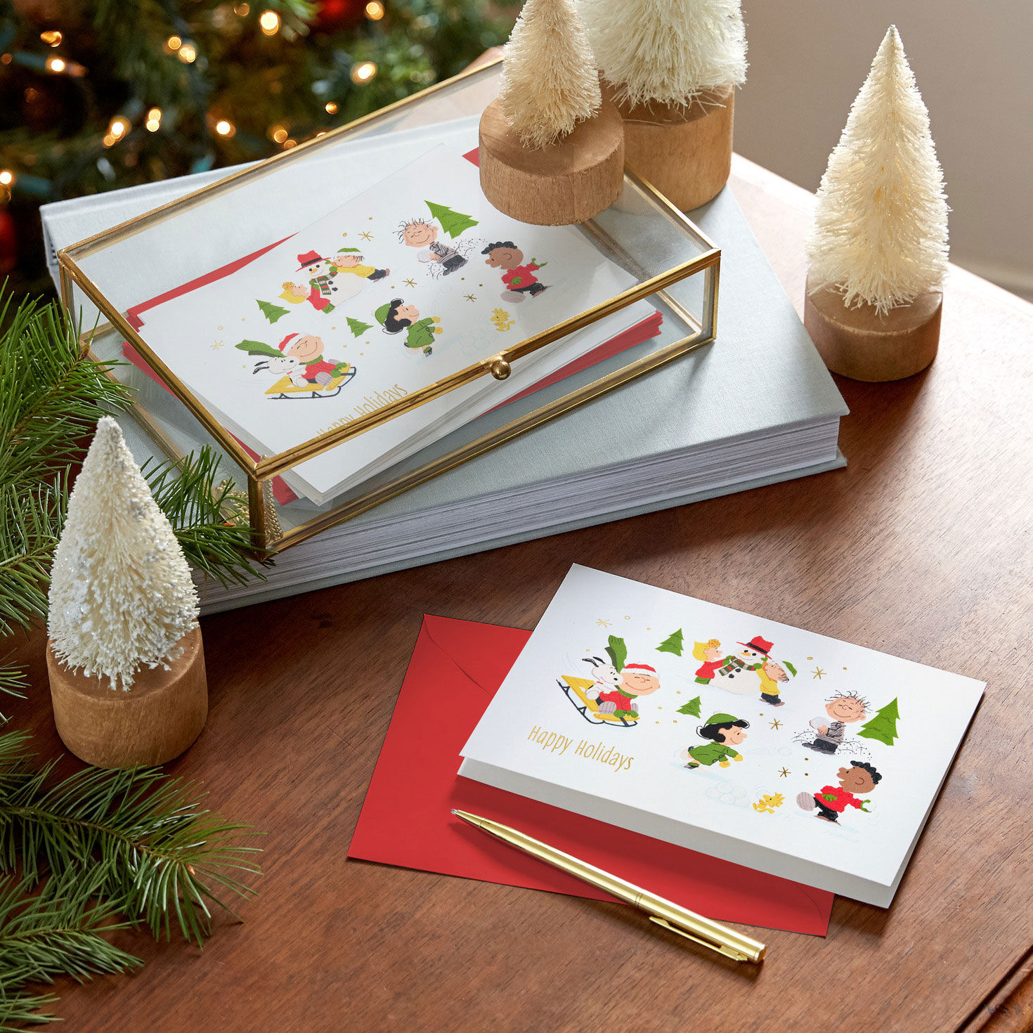 Peanuts Gang Snow Fun Boxed Christmas Card Pack in use image number 7