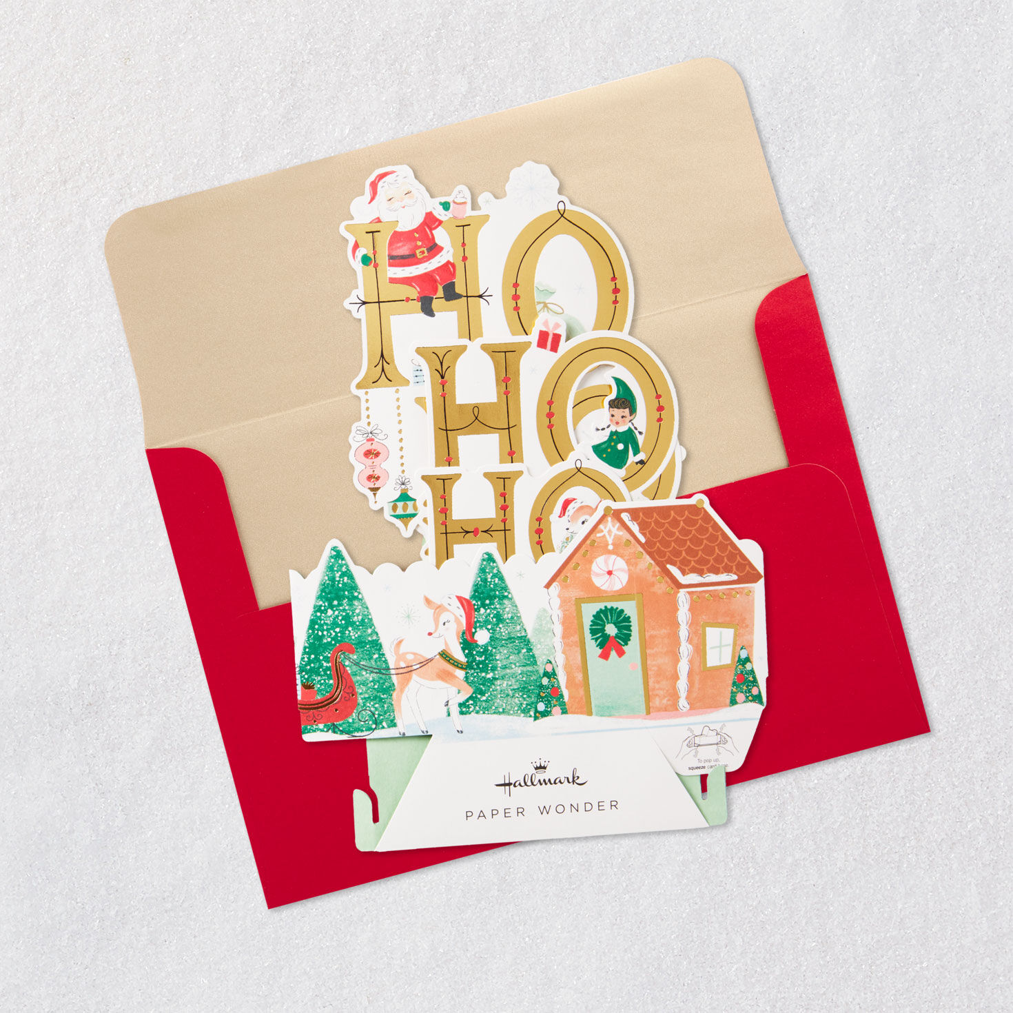 Vintage Ho, Ho, Ho Santa 3D Pop-Up Christmas Card, , large image number 4