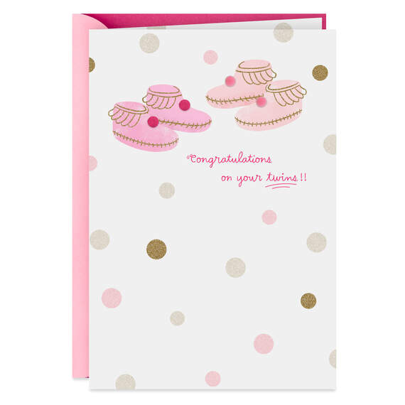 Happiness and Love New Baby Card for Twin Girls, , large image number 1