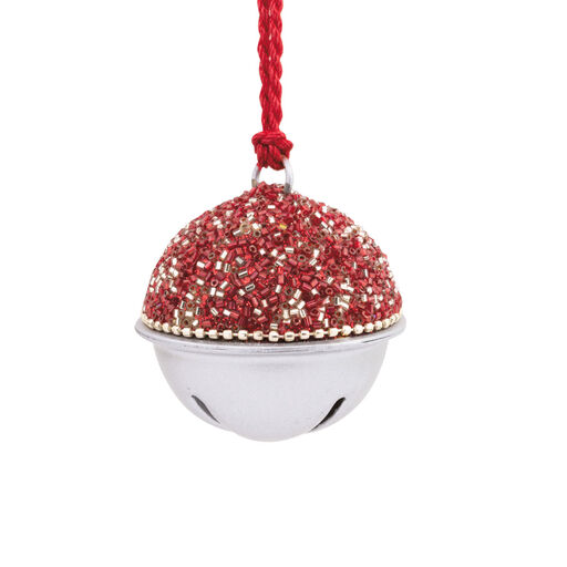 Red Beaded Jingle Bell Metal Hallmark Ornament, 