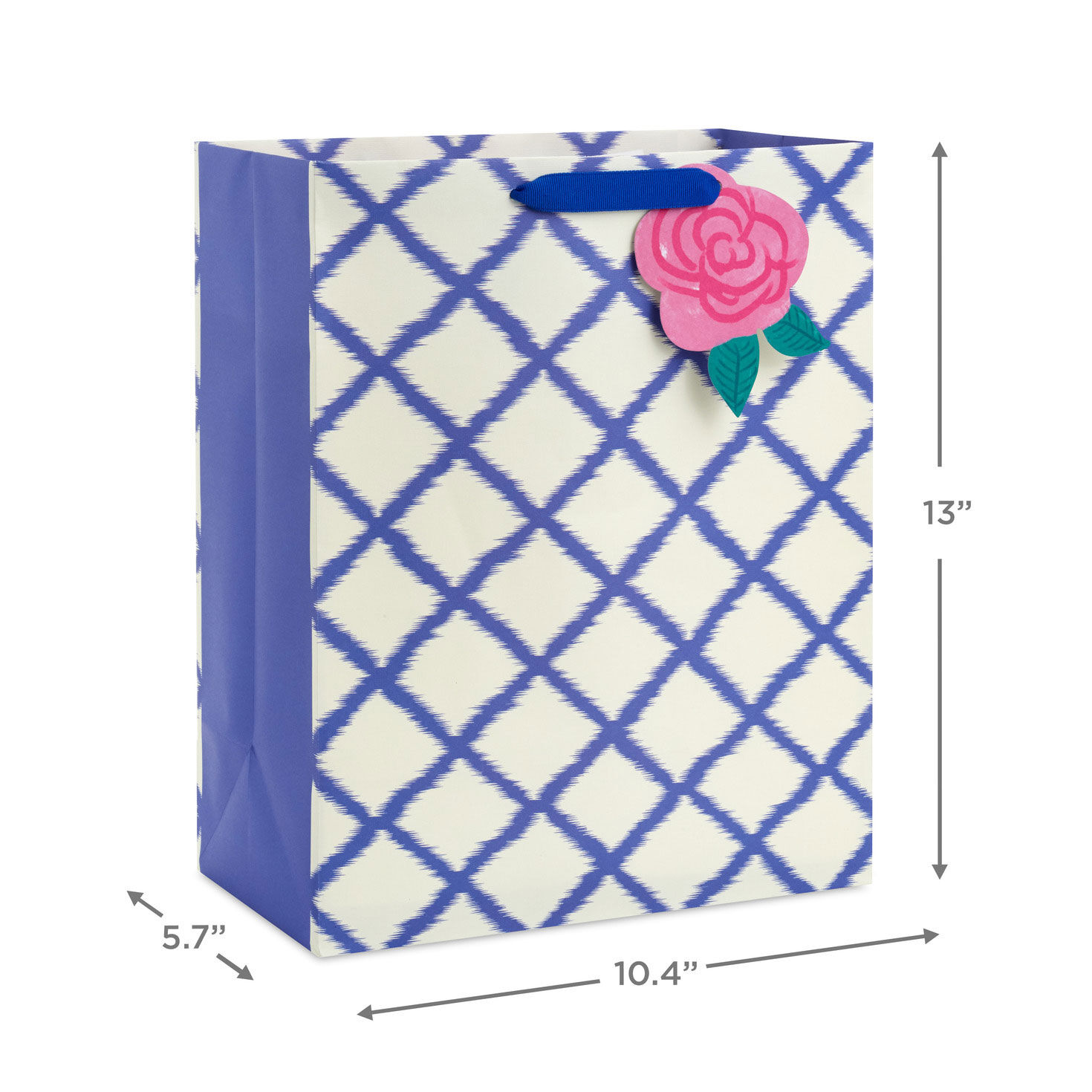 Blue Diamond Pattern Large Gift Bag measurement image number 3
