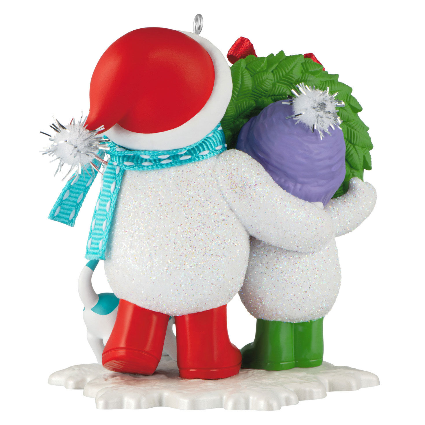 Snowmen With Wreath and Dog Keepsake Ornament Back image number 6