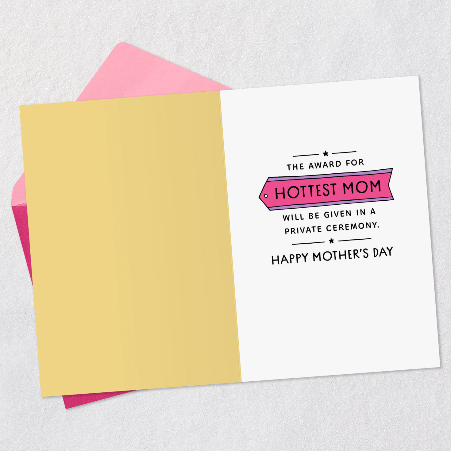 Hottest Mom Award Funny Mother's Day Card for Wife Open card with envelope image number 3