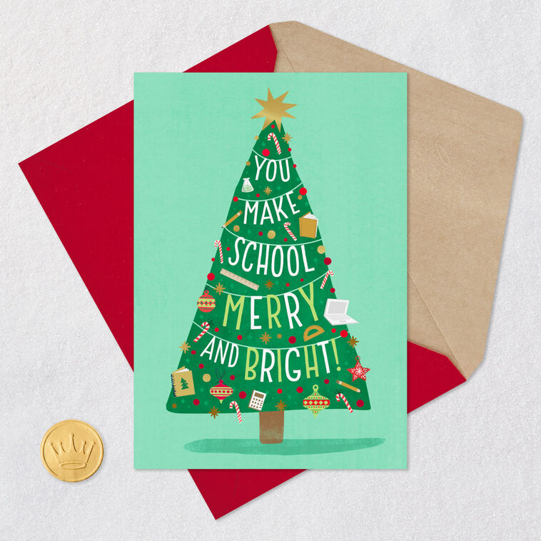 Cute Tree with Candy Canes Paraeducator Christmas Card Card Front with Envelope and Gold Seal image number 5