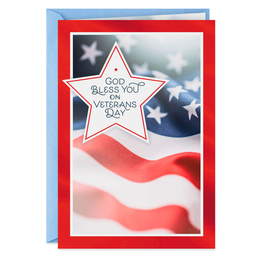 God Bless You Religious Veterans Day Card, 