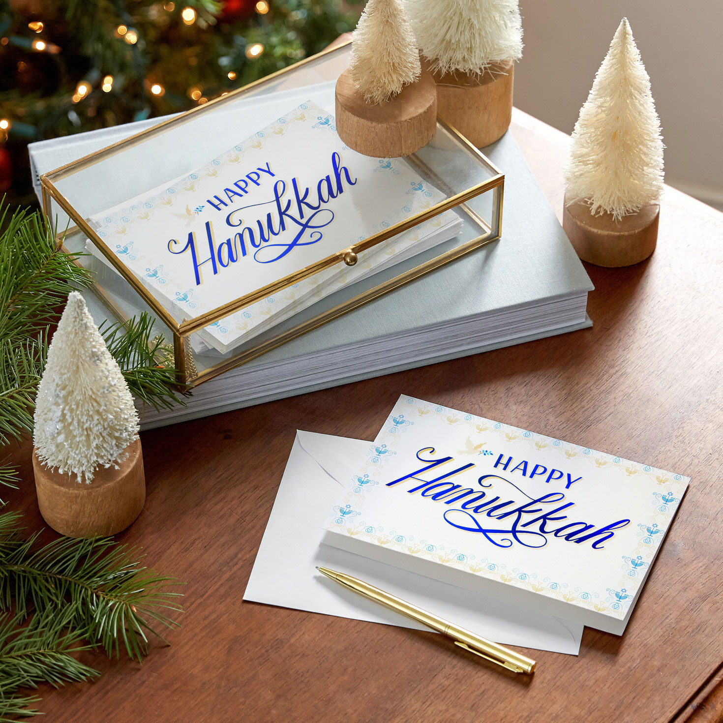 Peaceful Blue and Gold Boxed Hanukkah Cards, Pack of 40 for only USD 15.49 | Hallmark