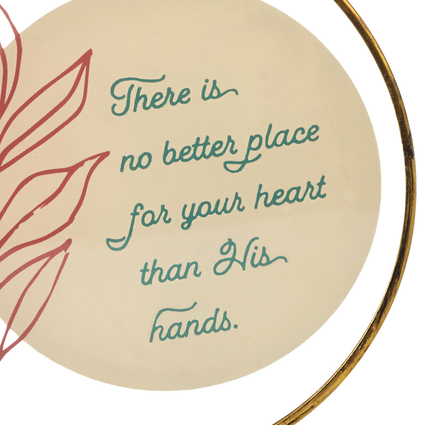 Round Glass Wall Decor With Religious Quote upclose detail image number 3