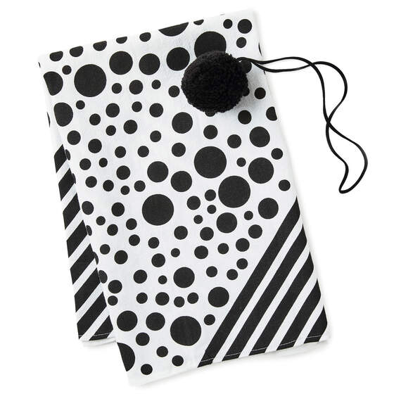 26" Black-and-White Fabric Gift Wrap With Elastic Band, , large image number 3