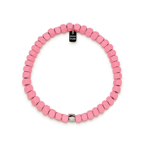 Pura Vida Coated Pink Hematite Stretch Bracelet